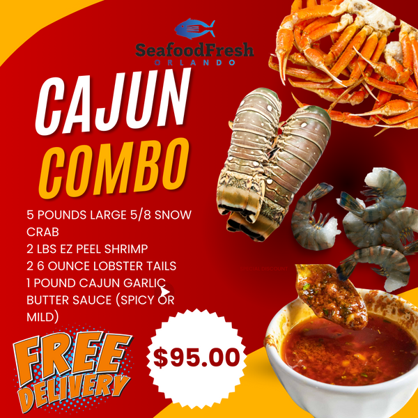 Cajun combo deal large crab 6-ounce tails shrimp and sauce!!